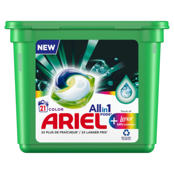 Ariel All-in-1 PODS Wasmiddelcapsules +Touch Van Lenor Unstoppables Kleur 21 Wasbeurten