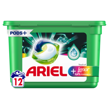 Ariel All-in-1 PODS Wasmiddelcapsules +Touch Van Lenor Unstoppables Kleur 12 Wasbeurten