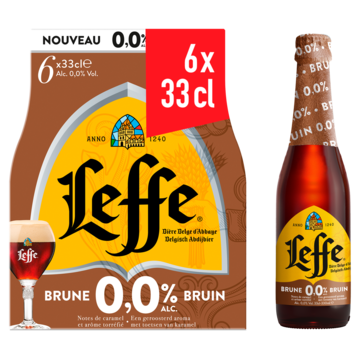 Leffe Bruin 0,0% Belgisch Abdijbier Flessen 6 x 330ml