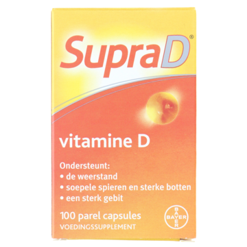 Supra D, vitamine D voor sterke botten en spieren, 100 parelcapsules