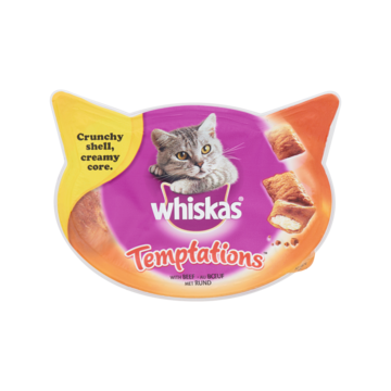 Whiskas Kattensnacks Temptations Rund 60 G Bij Jumbo whiskas kopen in de aanbieding