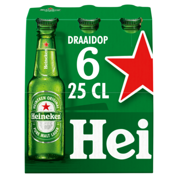 Heineken Premium Pilsener Bier Draaidop Fles 6 x 25cl