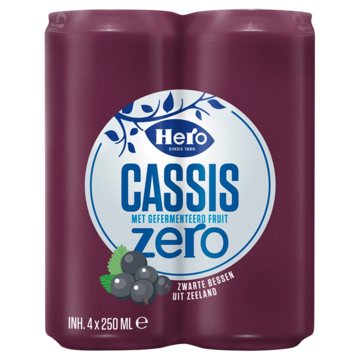 Hero Cassis Zero blikjes 4 x 250ml