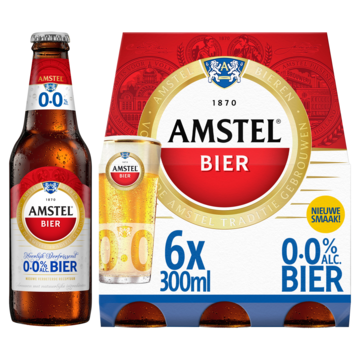 1+1 gratis | Amstel Pilsener 0.0 Bier Fles 6 x 300ml Aanbieding bij Jumbo