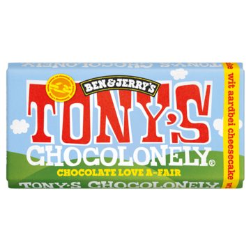 Tonyapos s Chocolonely reep Witte Chocolade Strawberry Cheesecake 180g