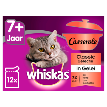 Whiskas 7+ Senior Casserole Maaltijdzakjes - Classic in Gelei - Kattenvoer - 12 x 85g