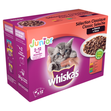 Whiskas Junior Classic maaltijdzakjes in saus kittenvoer 12 x 100g