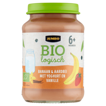 Jumbo Biologisch Banaan & Aardbei met Yoghurt en Vanille 6+ Maanden 190g