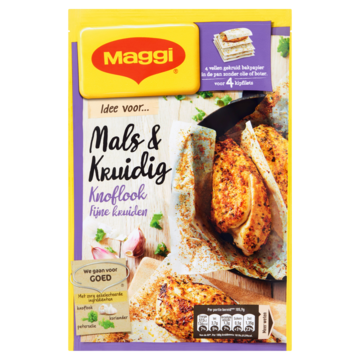 MAGGI Mals en Kruidig Knoflook Fijne Kruiden Zakje met 4 Vellen Gekruid Bakpapier 23, 7g