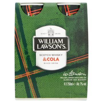 William Lawson's Scotch Whisky & Cola Mixed Drink 4 x 250ml