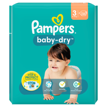 Pampers Baby-Dry Maat 3, 25 Luiers, 6kg-10kg