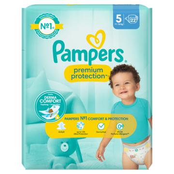 Pampers Premium Protection 5, x22 Luiers, 11kg-16kg Baby, peuter — Jumbo