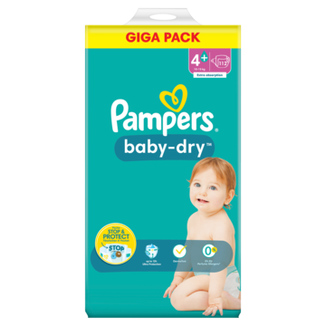 computer uitlijning Handvest Pampers Baby-Dry Maat 4+, 112 Luiers bestellen? - Baby, peuter — Jumbo  Supermarkten