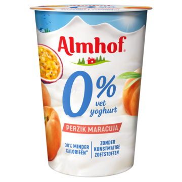 Almhof 0% vet yoghurt perzik maracuja