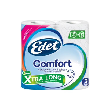 Edet Comfort Xtra Long 3-Laags Toiletpapier 4 Rollen