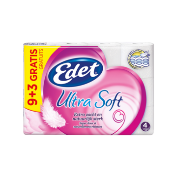 Edet Ultra Soft 4-Laags Toiletpapier Wit 9+3 Rollen