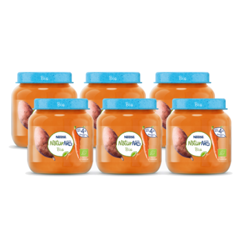 NaturNes® Bio Zoete Aardappel, Wortel 4+ baby voeding biologisch 6 stuks