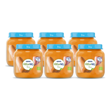 NaturNes® Bio Pompoen, Zoete Aardappel 4+ baby voeding biologisch 6 stuks