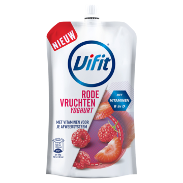 Vifit Rode Vruchten Yoghurt 200 g Knijpverpakking Pouch