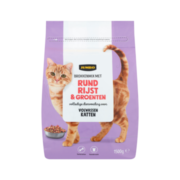 Jumbo Brokkenmix met Rund Rijst & Groenten Katten Volwassen 1,5kg