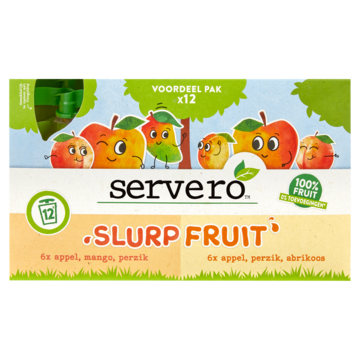 Servero Slurpfruit Mixpack Knijfpruit Appel, Mango, Perzik & Appel, Perzik, Abrikoos