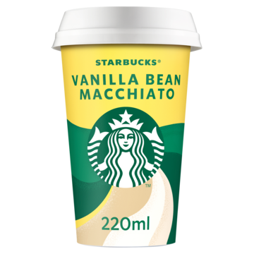 Starbucks Chilled Coffee Vanilla Bean Macchiato ijskoffie 220ml Aanbieding 2 Breakers a 200 gram of Starbucks bekers a 200220 ml