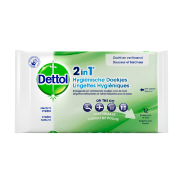 Dettol 2 in 1 Hygiënische Doekjes 12 Stuks