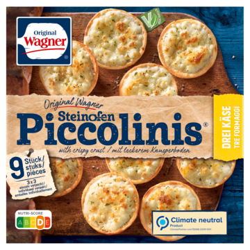 WAGNER Piccolinis mini pizza 3 soorten kaas 9 stuks 270g