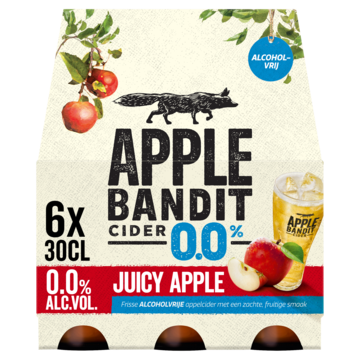 Apple Bandit Cider Juicy Apple 0.0% Fles 6 x 30cl
