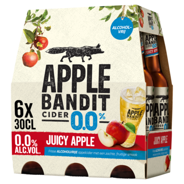 Apple Bandit Cider Juicy Apple 0.0% Fles 6 x 30cl