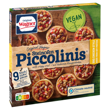 WAGNER Piccolinis mini pizza bbq kip vegan 9 Stuks 270g
