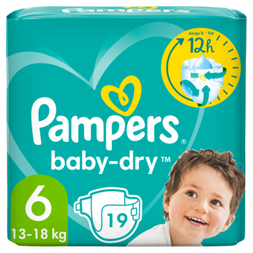 Jumbo Pampers Baby-Dry Maat 6, 19 Luiers, Tot 12 Uur Bescherming, 13kg-18kg aanbieding