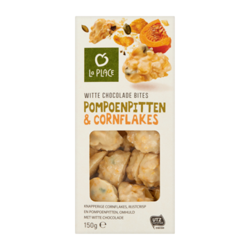 La Place Witte Chocolade Bites Pompoenpitten & Cornflakes 150g