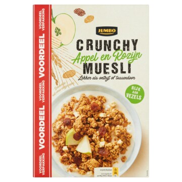 Jumbo Crunchy Muesli Appel en Rozijn Voordeelverpakking 900g