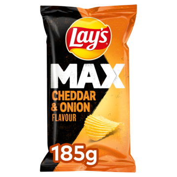 Lay's Max Ribbel Chips Cheddar Kaas & Ui 185gr