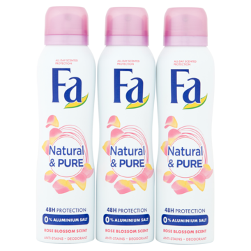 Fa Natural & Pure Rose Blossom Scent Deodorant Mega Voordeel 3 x 150ml