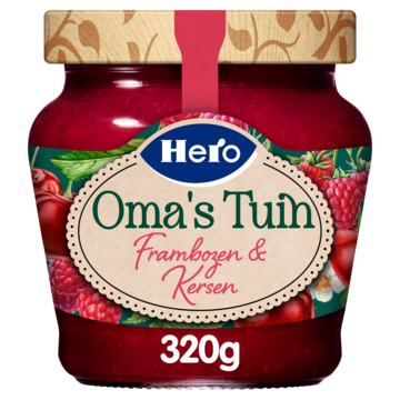 Hero Fruitspread Oma's Tuin Frambozen & Kersen 320g