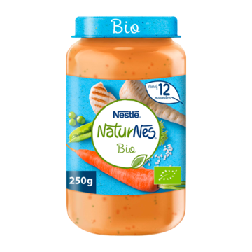 NaturNes® Bio Pastinaak, Doperwtjes, Rijst, Kip 12+ baby voeding biologisch