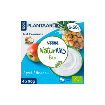 NaturNes® Bio Plantaardig Baby Toetje Appel Ananas 6+ biologisch