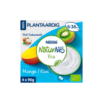 NaturNes® Bio Plantaardig baby toetje Mango Kiwi 6+ biologisch