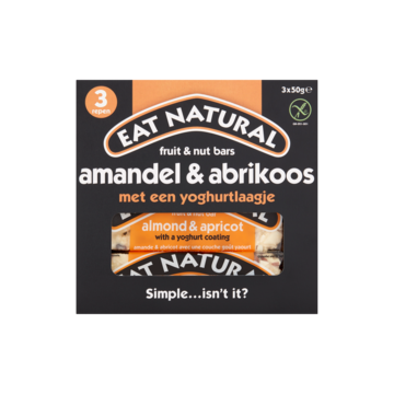 Eat Natural Fruit Nut Bars Amandel Abrikoos met een Yoghurtlaagje 3 x 50g