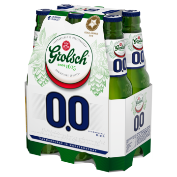 Grolsch 0.0% Alcoholvrij Bier Flessen 6 x 300ml