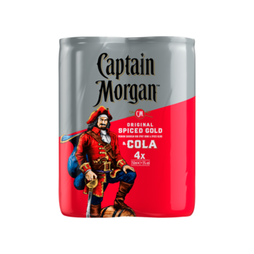 Captain Morgan Caribbean Rum & Cola Mixed Drink 4 x 250ml