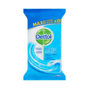 Dettol Power & Fresh Multi-Reiniging Doekjes Oceaanfris Maxi Hygiene Pack 80 Stuks