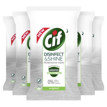 Cif Disinfect & Shine Wipes Original 5 x 75 Doekjes