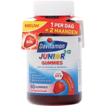 Junior 3-12 gummies aardbei, 60 stuks