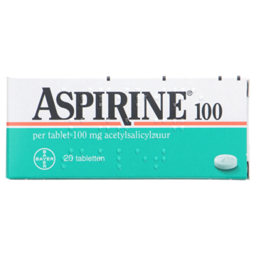 Aspirine 100 mg, helpt bij pijn, 20 tabletten