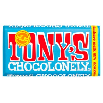 Tony's Chocolonely Donkere Melk Chocolade Reep 42% 180g