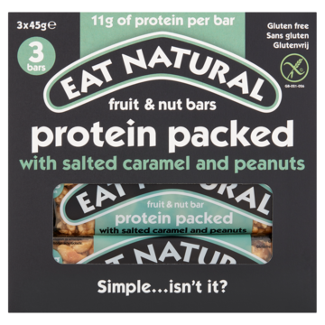 Eat Natural Fruit Nut Bars Protein Packed with Salted Caramel and Peanuts 3 x 45g
