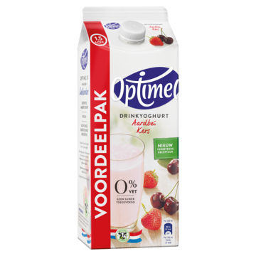 Optimel Drinkyoghurt aardbei kers 0% vet 1 x 1. 5L